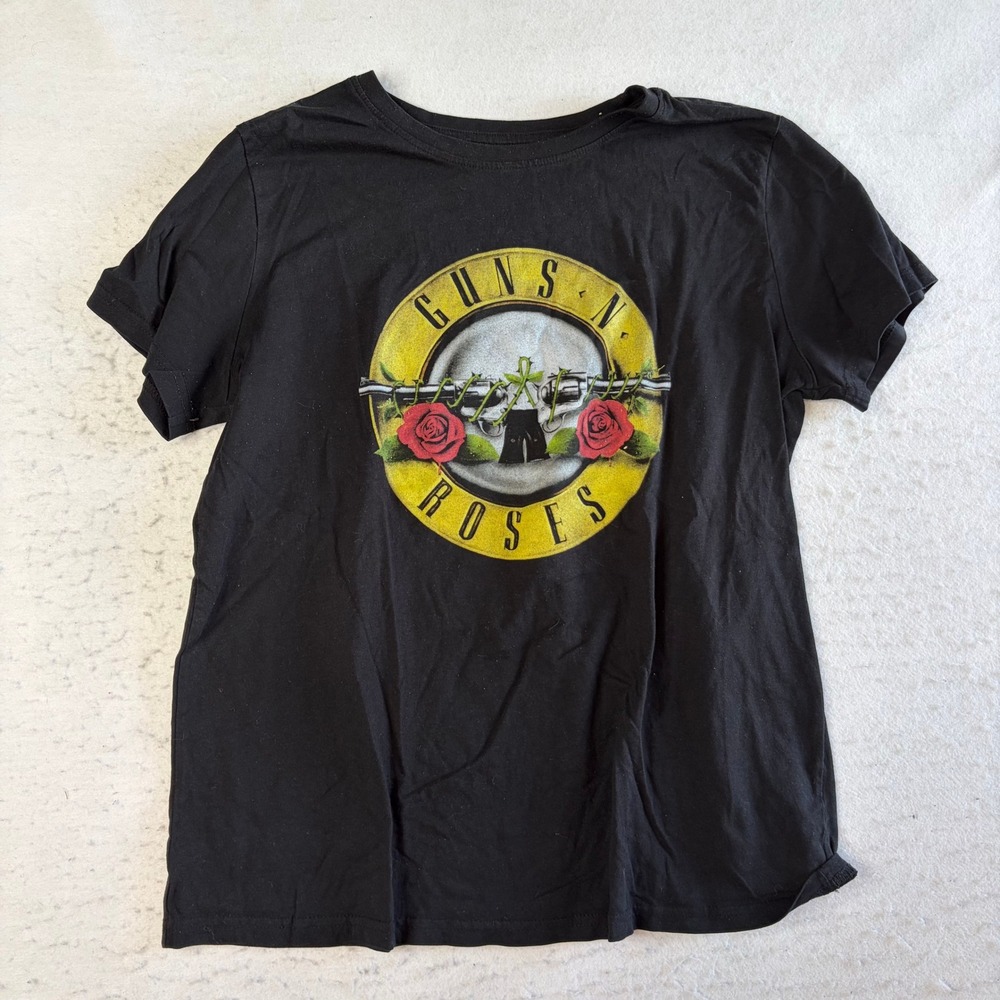 Guns N' Roses Graphic T-Shirt Mens M Black Short Sleeve Rock Band Logo